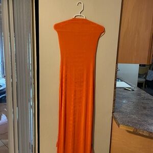 SHEIN Vibrant Orange Maxi Dress strapless